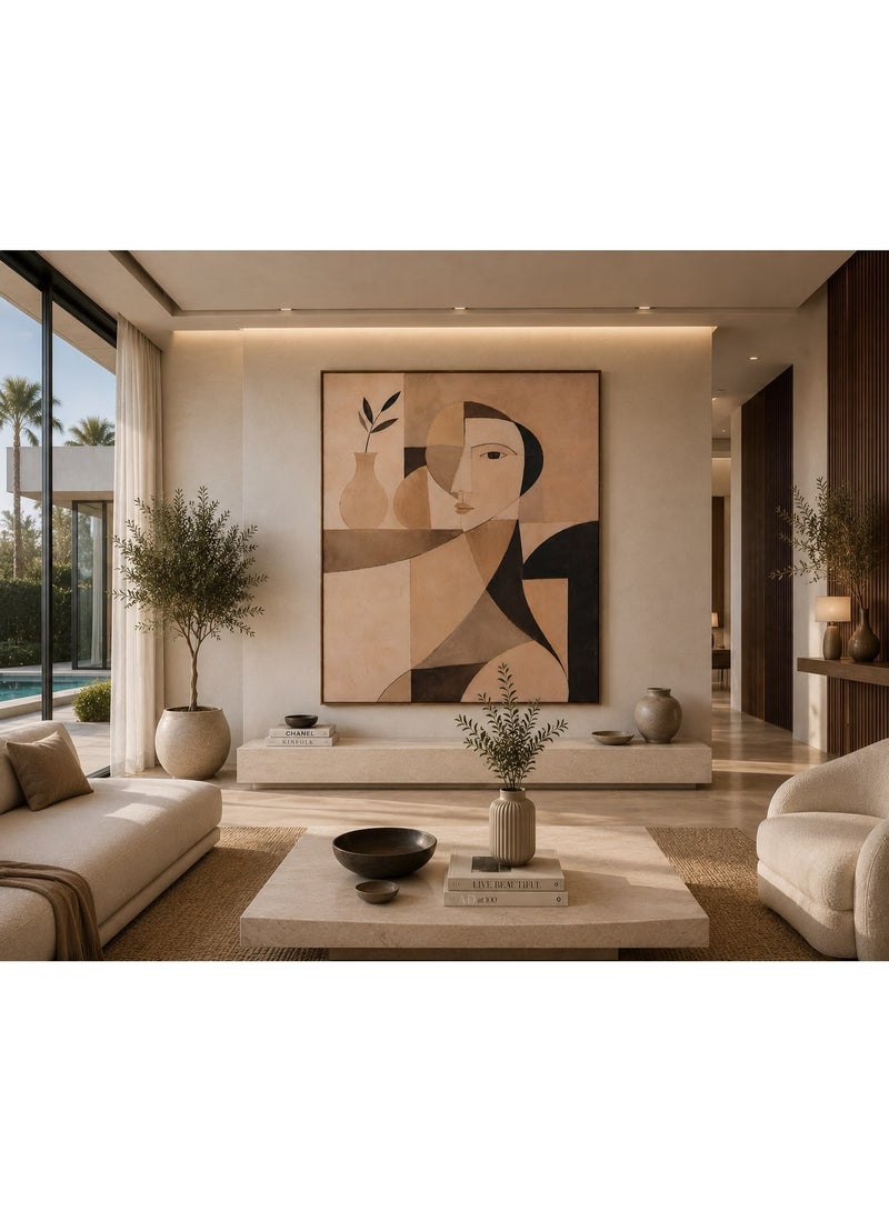 Nordico Casa Large Abstract Wall Art Painting 90x135 cm Neutral Beige Framed Artwork Minimalist Nordic Scandinavian Modern Decor Statement Piece for Living Room Bedroom Office Decoration - Image 4