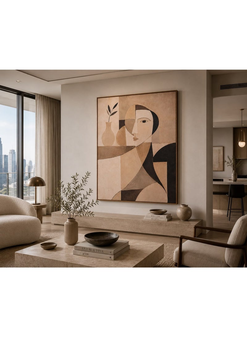 Nordico Casa Large Abstract Wall Art Painting 90x135 cm Neutral Beige Framed Artwork Minimalist Nordic Scandinavian Modern Decor Statement Piece for Living Room Bedroom Office Decoration - Image 5