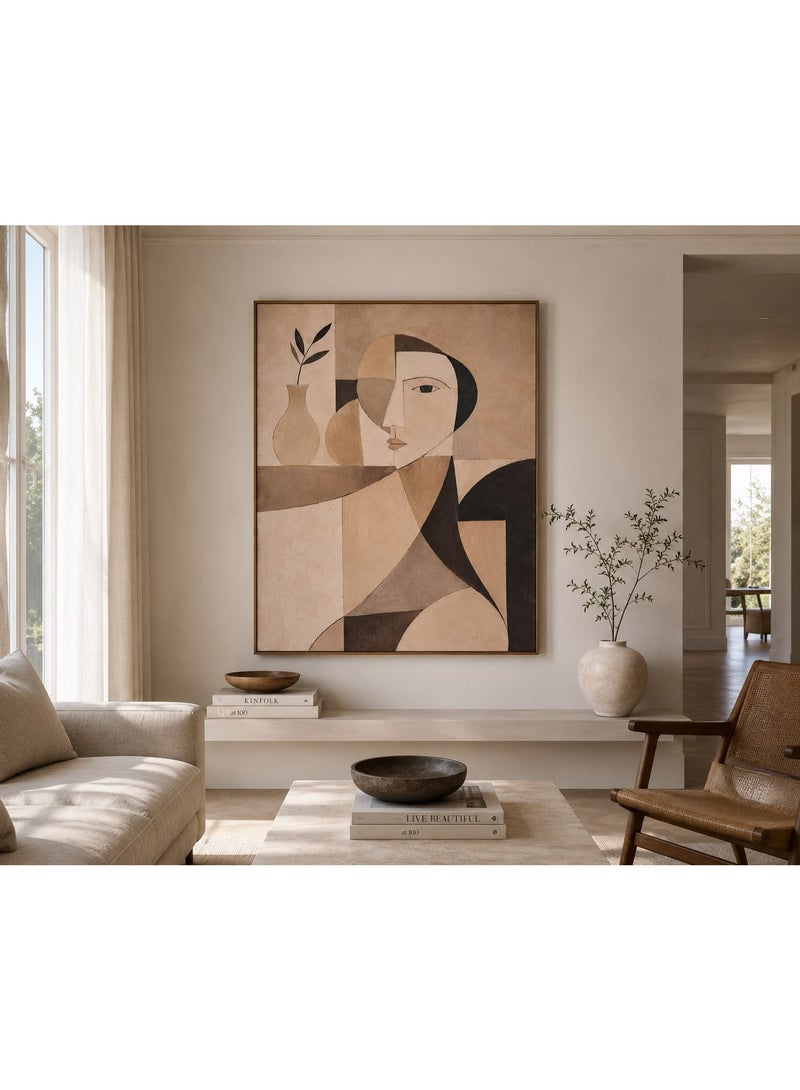 Nordico Casa Large Abstract Wall Art Painting 90x135 cm Neutral Beige Framed Artwork Minimalist Nordic Scandinavian Modern Decor Statement Piece for Living Room Bedroom Office Decoration - Image 3