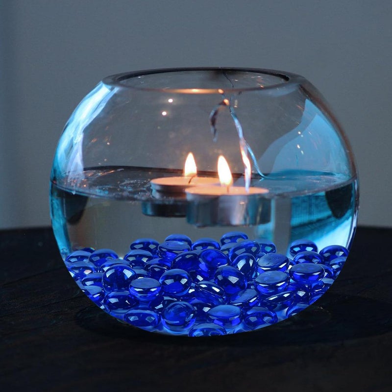 MBKHFLL Glass Marbles, Mini Flat Glass Beads~100 PCS for Vase Fillers, Floral Bottom Mancala Gems Pebbles Fish Tank Rocks for Table Aquarium,Home Decor Art Craft Supplies (Dark Blue, 0.5 LB) - Image 5
