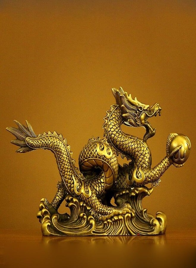 FUNSXBUG Brass Chinese Feng Shui Dragon Statue Sculpture Home Office Decoration Tabletop Decor Ornaments for Wealth and Success Good Lucky Gifts - Image 5
