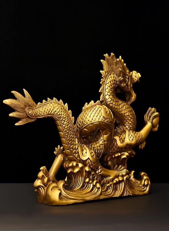 FUNSXBUG Brass Chinese Feng Shui Dragon Statue Sculpture Home Office Decoration Tabletop Decor Ornaments for Wealth and Success Good Lucky Gifts - Image 4
