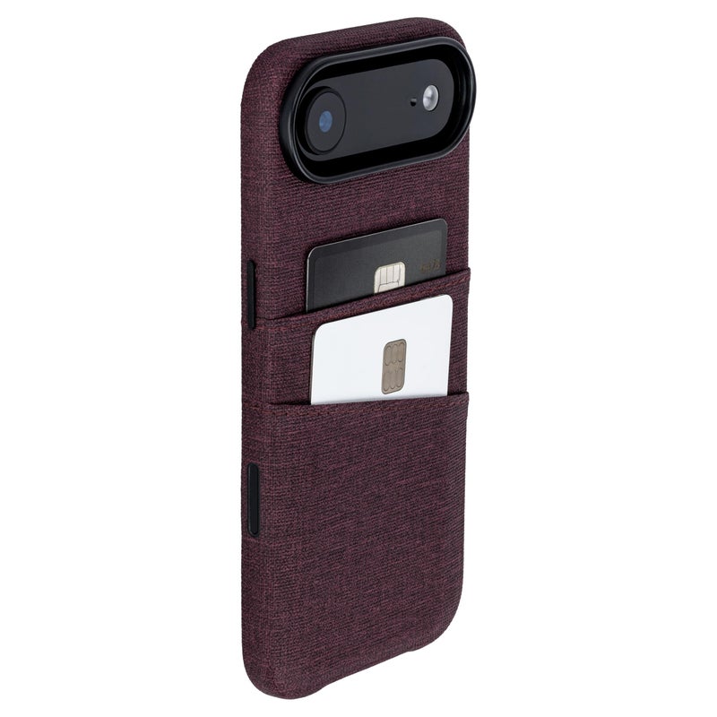 Dockem Card Case for iPhone 17 Air with Magnetic Mounting Plate Camera Control Button Wallet with 2 Holder Slots M2 Luxe CanvasStyle Synthetic Leather Burgundy - Image 2
