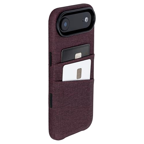 Dockem Card Case for iPhone 17 Air with Magnetic Mounting Plate Camera Control Button Wallet with 2 Holder Slots M2 Luxe CanvasStyle Synthetic Leather Burgundy - Image 1