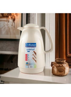 Vacuum Flask 1.0 Liter Plastic Body with White Glass Refil without ASBESTOS l Cream Color