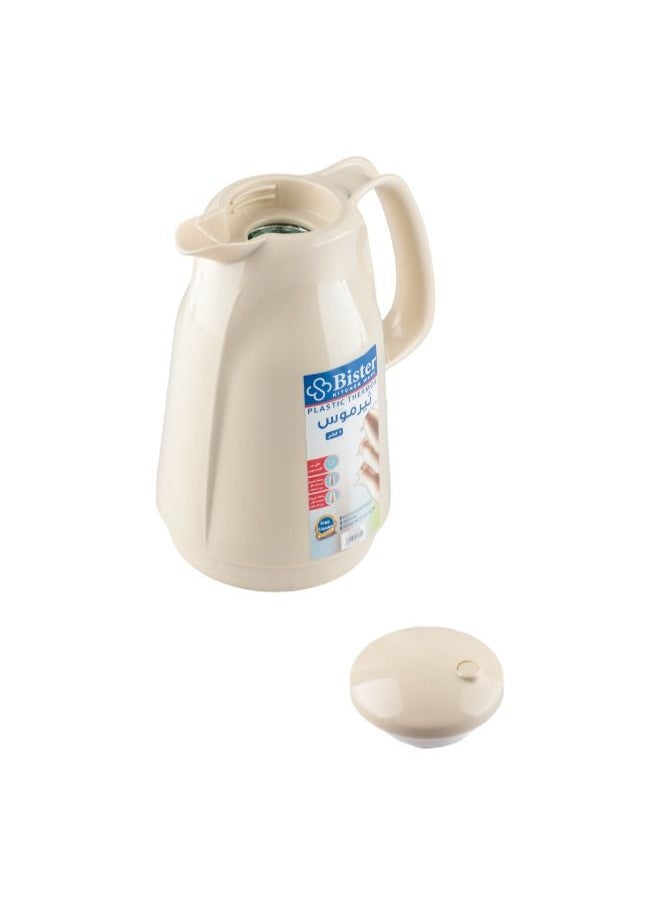 Bister - Vacuum Flask 1.0 Liter Plastic Body with White Glass Refil without ASBESTOS l Cream Color - Image 1