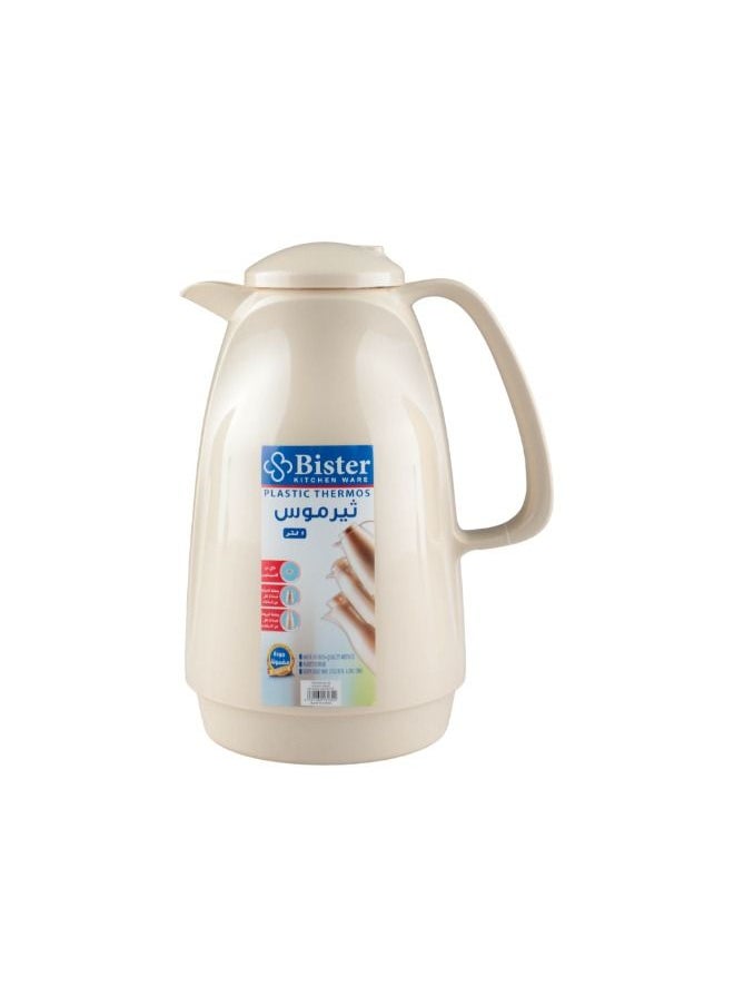 Bister - Vacuum Flask 1.0 Liter Plastic Body with White Glass Refil without ASBESTOS l Cream Color - Image 1
