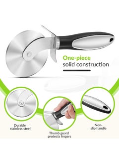 yongsheng Kitchen Large Pizza Cutter Wheel, Stainless Steel Pizza Slicer, Sharp Blade Pizza Wheel with Non-Slip Handle, Dishwasher Safe, Black  - Image 4