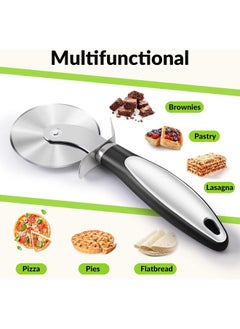 yongsheng Kitchen Large Pizza Cutter Wheel, Stainless Steel Pizza Slicer, Sharp Blade Pizza Wheel with Non-Slip Handle, Dishwasher Safe, Black  - Image 3