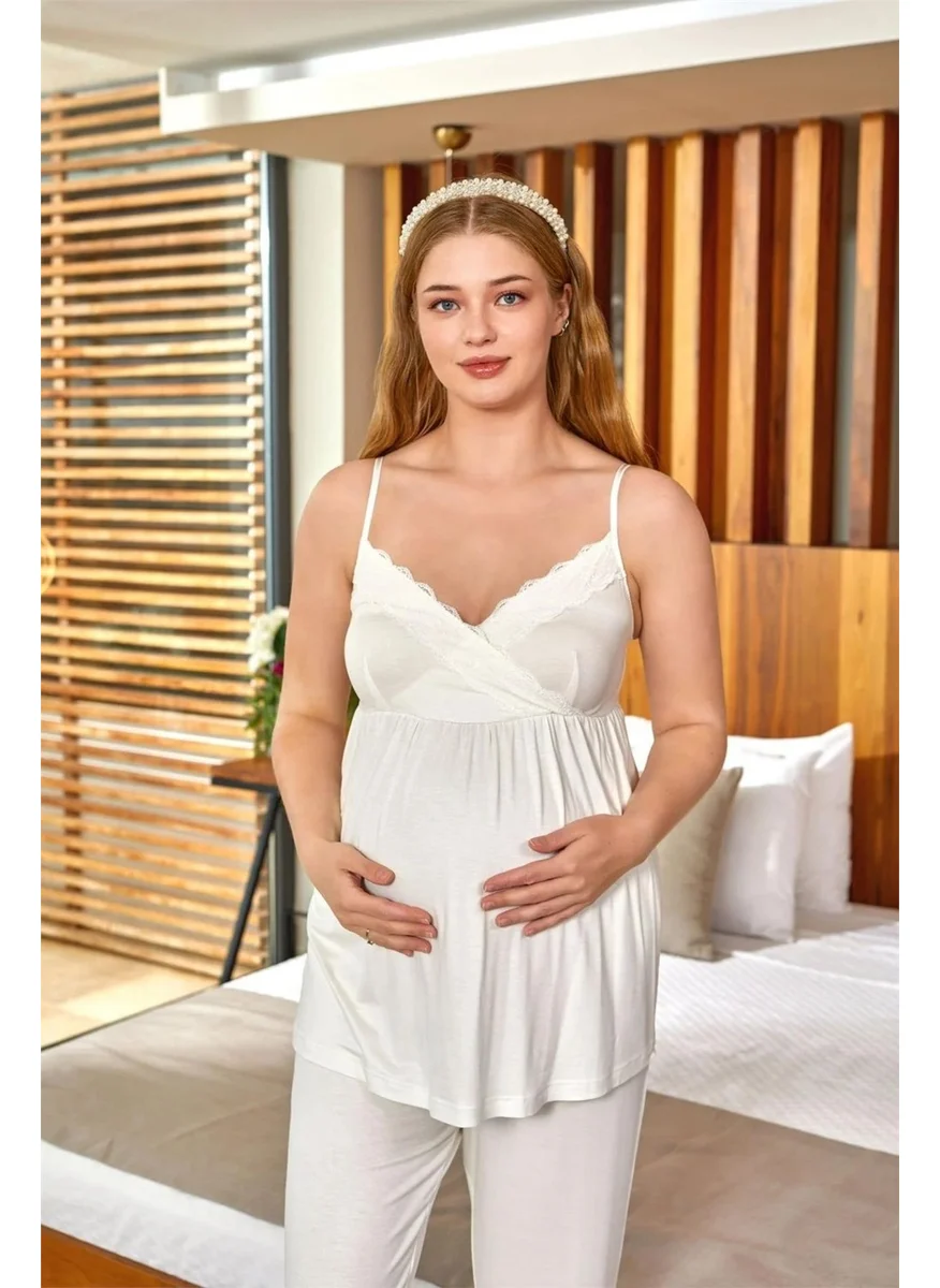 Cossy By Aqua 24635 Maternity Pajama Set with Robe-Blue