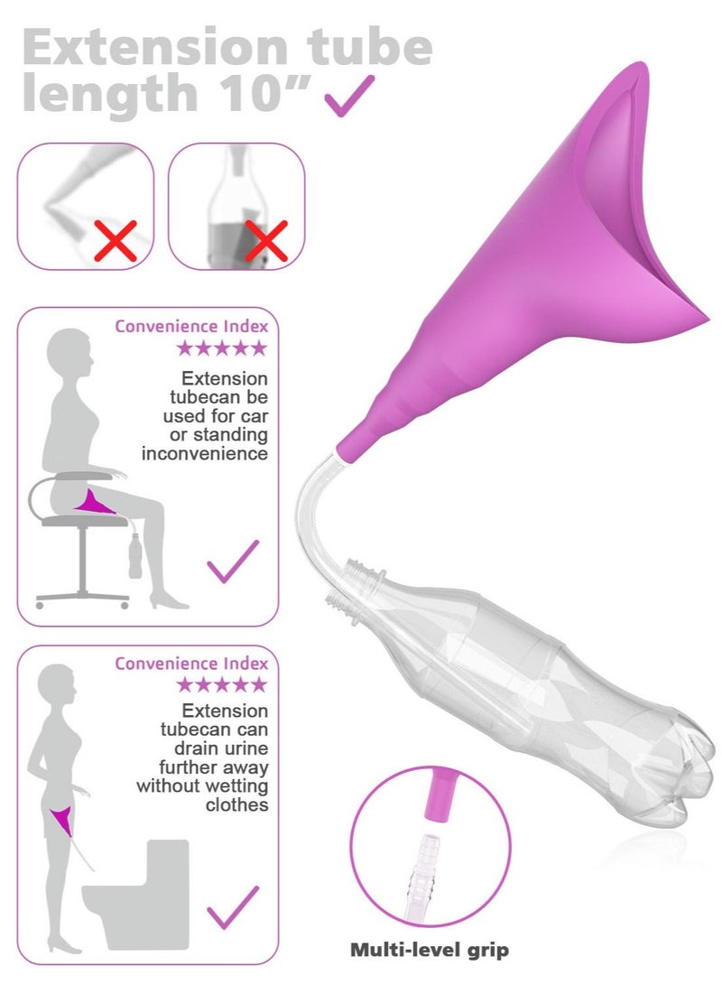 Syarme Feminine Urination Device, Portable Reusable Urinal Funnel with Extension Tube for Travel, Festivals, Camping, Traffic Jams and More, Includes Waterproof Bag and Cup - Purple  - Image 3