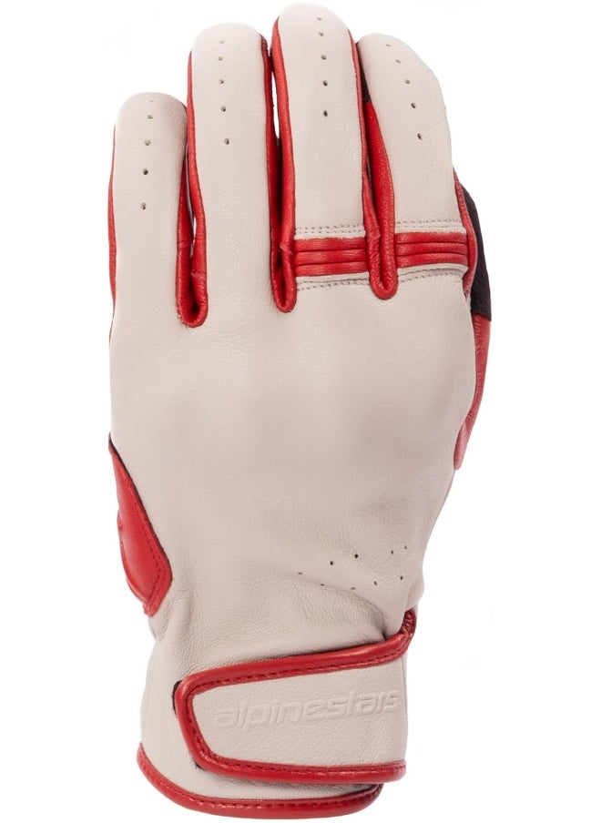 Alpinestars Alpinestars Motorcycle Gloves Ecru/Ruby Red (Size: L) DYNO Leather Gloves  - Image 1