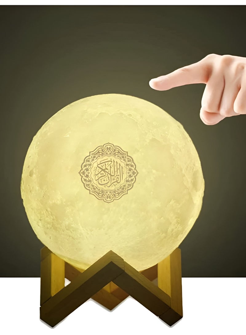 BORTONY Moon Lamp Quran Speaker Table Lamp Remote Control Speaker Kids Night Light 7 Colors LED 3D Star Moon Light Speaker with Stand for Quran Recitation Portable Islamic 3D Moon Quran Speaker - Image 4