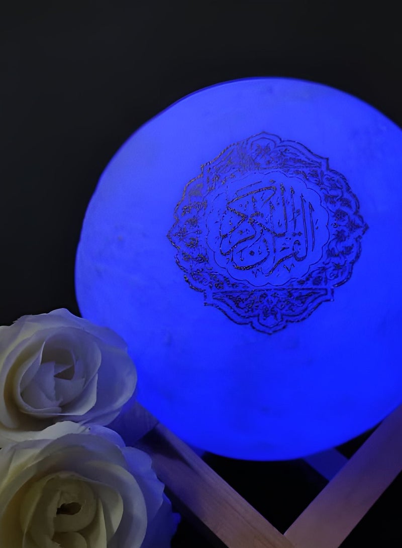 BORTONY Moon Lamp Quran Speaker Table Lamp Remote Control Speaker Kids Night Light 7 Colors LED 3D Star Moon Light Speaker with Stand for Quran Recitation Portable Islamic 3D Moon Quran Speaker - Image 5