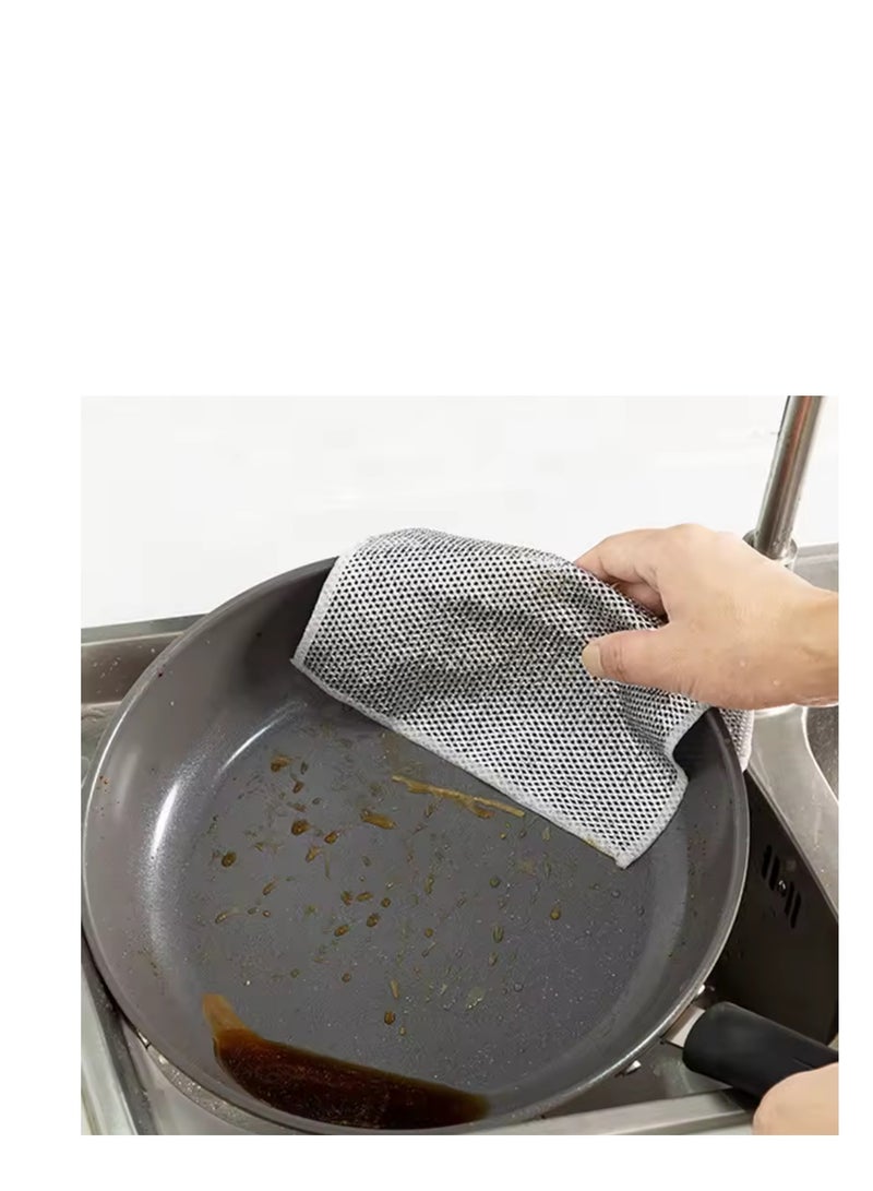 BLUE CORAL 10-Pack Magic Dishcloth Silver Wire Cleaning Cloths Kitchen Dish Pot Washing Reusable Cloth Towels Double Layer Steel Wire Rags (10)  - Image 3