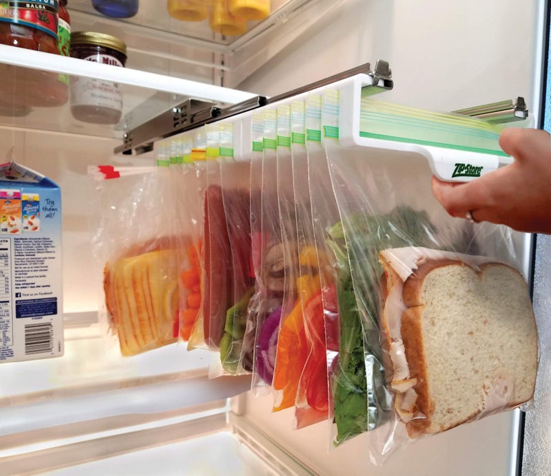 Zip n Store - Your Refrigerator Organizer - Zip lock Bags Easy Fridge Organizer - Organizes 12 Bags, Perfect For Leftovers, Easy To See & Install, Access Food, Quick Access Slide Track - Mid-Size - Image 2