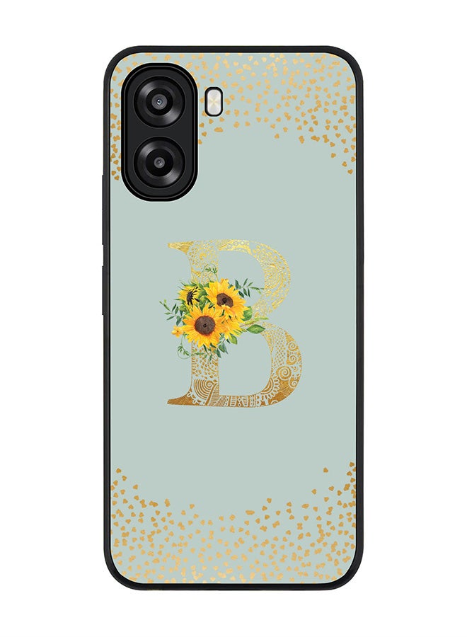 Stylizedd For Oppo A6x 5G / A6x 4G Case,Slim fit Camera Protection, Shockproof Thin Phone cover  - Custom Floral Monogram - B  (Light Grey ) - Image 1