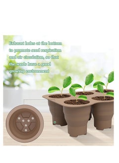 Generic Silicone Seed Starter Tray, 100% Silicone, Zero Plastic, BPA Free, Reusable Seed Starter Tray Bonsai Plant Starter Kit Flexible Seedling Germination Cup for Indoor Plant Propagation (Brown)  - Image 3