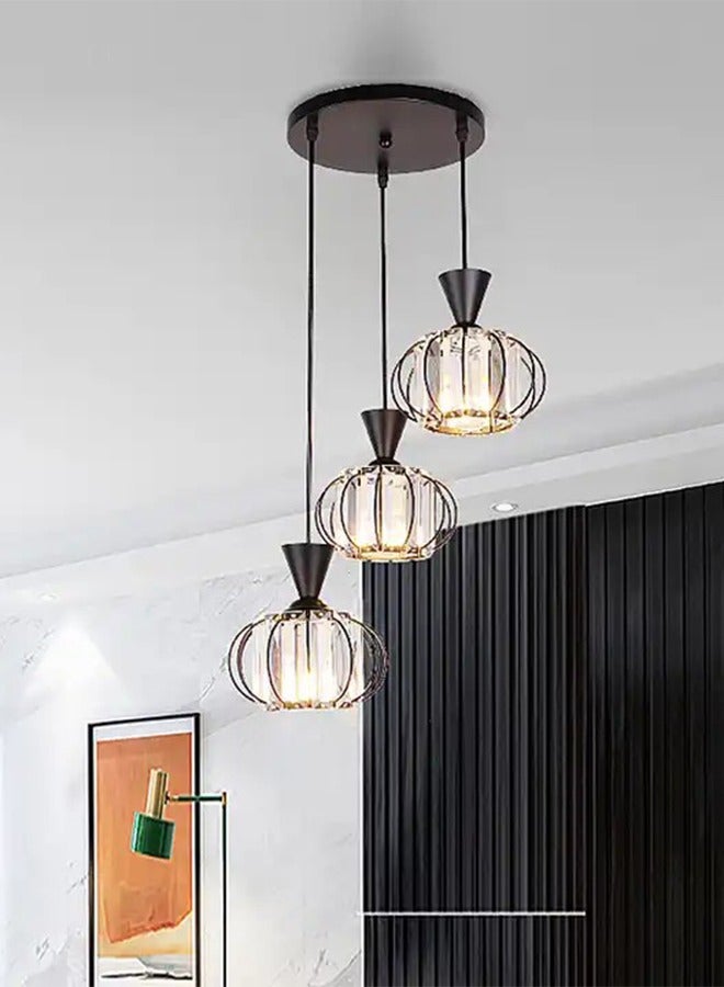 Best Power Modern Triple Chandelier Light Fixture – Black Metal Cage Hanging Lamps for Dining Room & Kitchen - Image 1