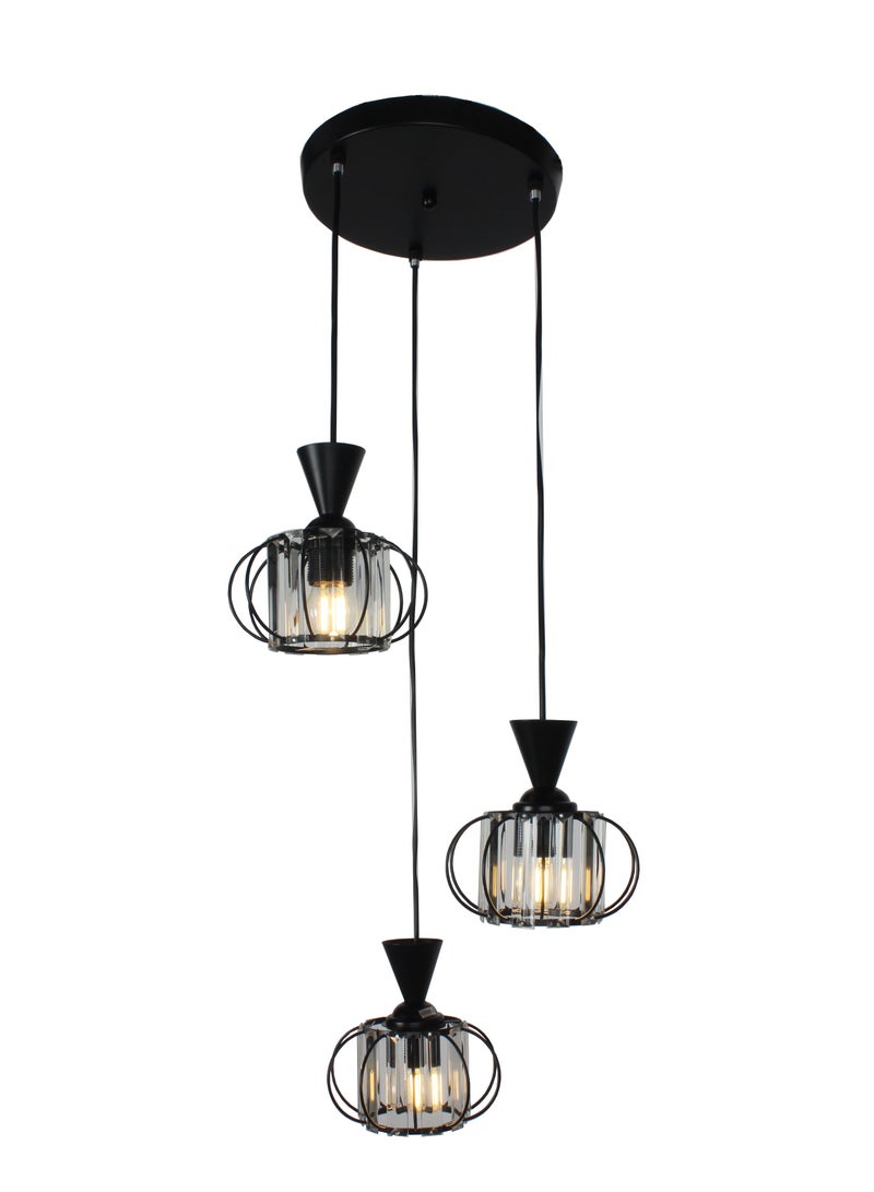 Best Power Modern Triple Chandelier Light Fixture – Black Metal Cage Hanging Lamps for Dining Room & Kitchen - Image 3