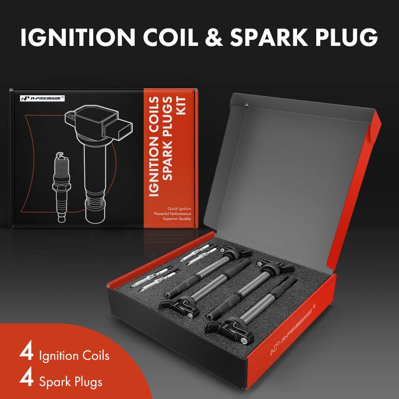 A-Premium Set of 4 Ignition Coil Pack and Iridium Spark Plugs Compatible with Toyota Corolla 2009-2018 Matrix Prius C-HR & Lexus CT200h 2011-2017 & Scion iM xD - Image 2