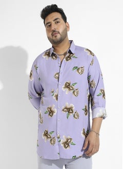 Instafab Plus Men's Lavender Floral Print Shirt  - Image 2