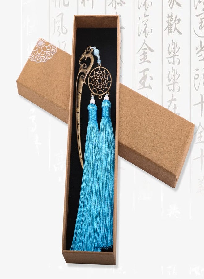 GTHER Chinese Metal Bookmarks with Tassel, Vintage Bookmark Unique Classical Ancient Chinese Hairpin Bookmark with Handmade Silky Tassel for Book Lovers Unique Gift - Image 5