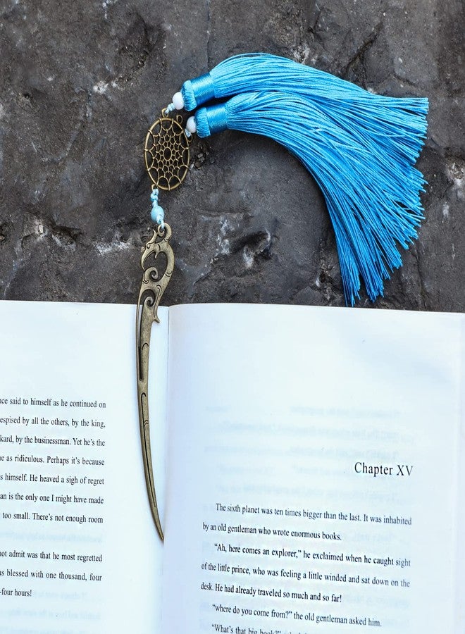 GTHER Chinese Metal Bookmarks with Tassel, Vintage Bookmark Unique Classical Ancient Chinese Hairpin Bookmark with Handmade Silky Tassel for Book Lovers Unique Gift - Image 3