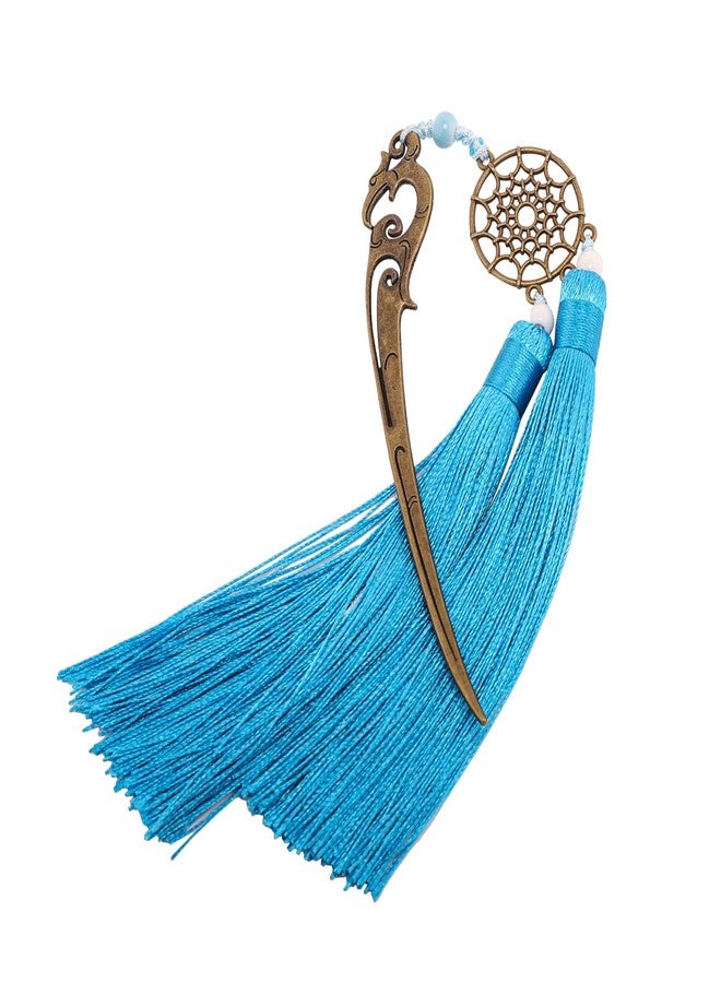GTHER Chinese Metal Bookmarks with Tassel, Vintage Bookmark Unique Classical Ancient Chinese Hairpin Bookmark with Handmade Silky Tassel for Book Lovers Unique Gift - Image 1