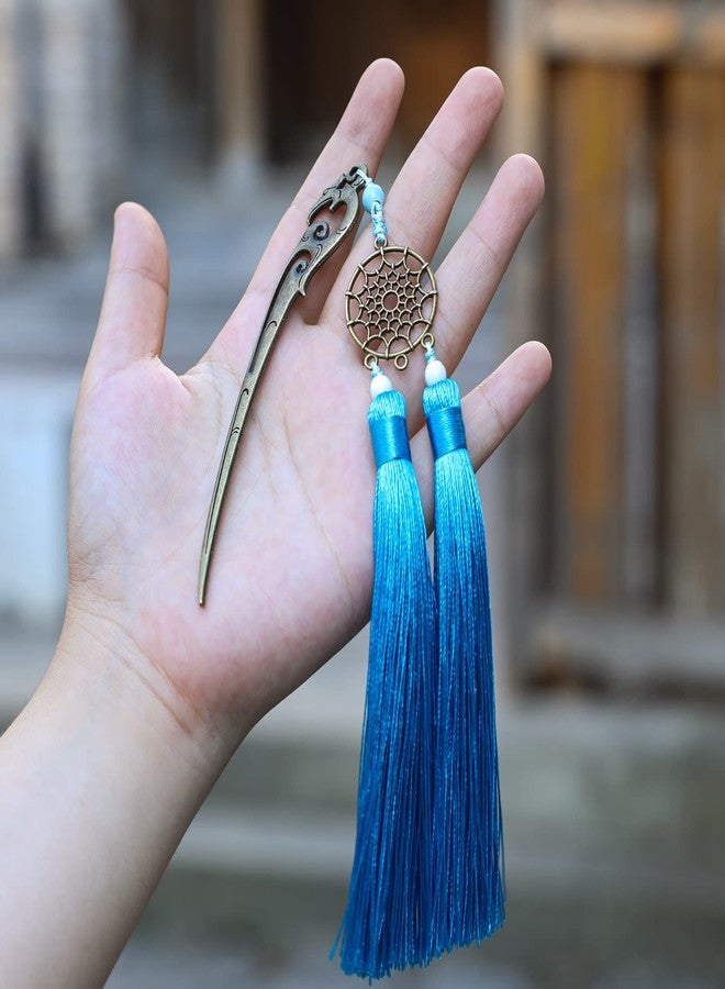 GTHER Chinese Metal Bookmarks with Tassel, Vintage Bookmark Unique Classical Ancient Chinese Hairpin Bookmark with Handmade Silky Tassel for Book Lovers Unique Gift - Image 2