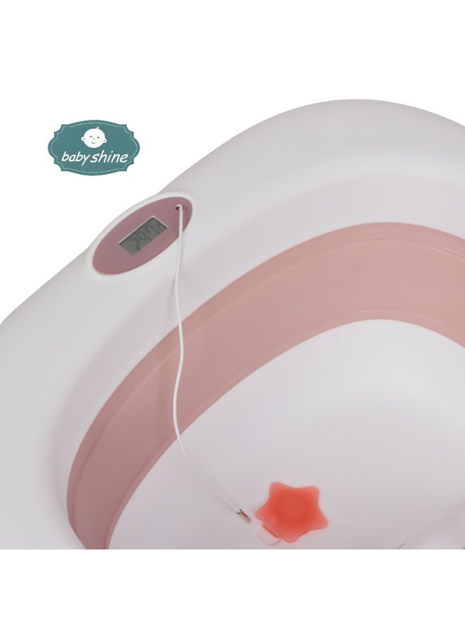 بيبي شاين مروش استحمام للأطفال 5 في 1 قابل للطي بتصميم امن وسهل التخزين لحديثي الولادة مع وجود مقياس لحرارة المياه - Image 5