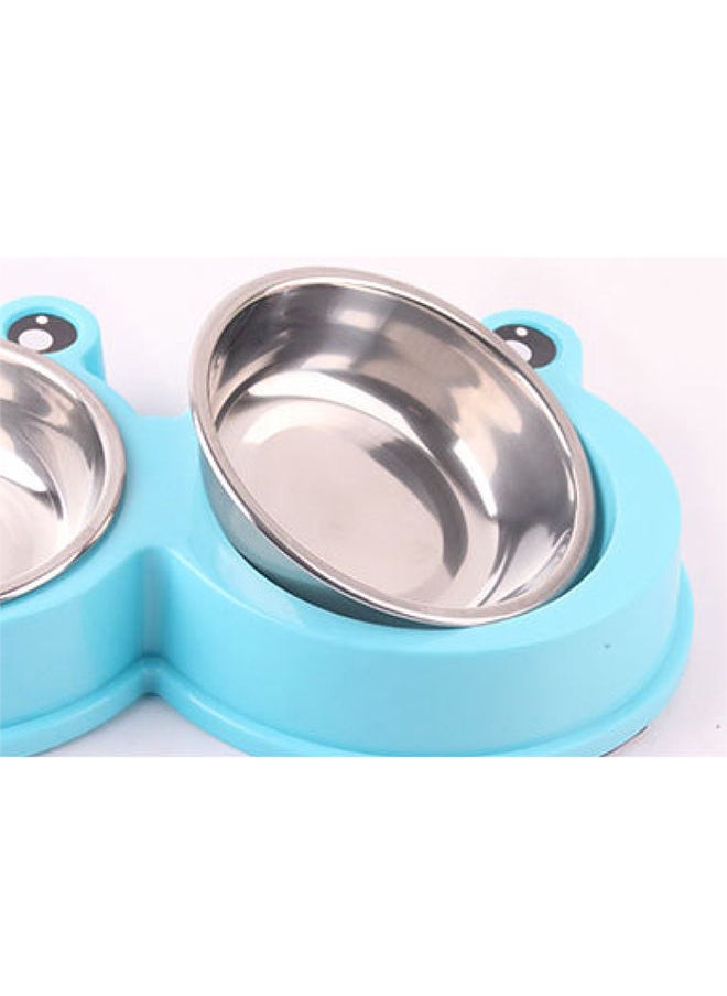 NIBEMINENT Double Diner Feeding Bowl Blue/Silver 27 x 4centimeter  - Image 2