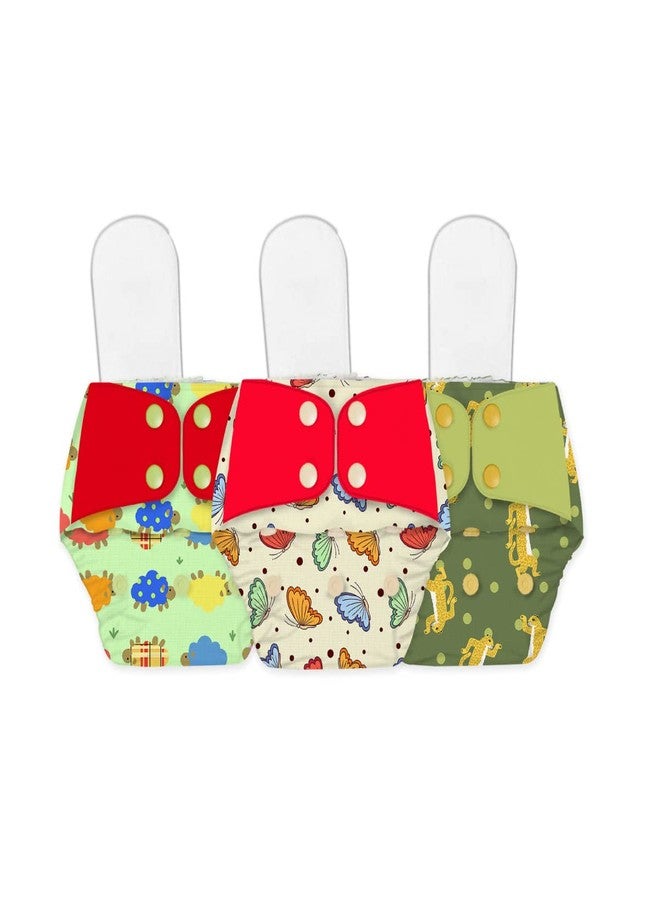 SNUGKINS Regular Diaper by Snugkins - Freesize Reusable, Waterproof & Washable Cloth Diapers for day time use. Contains 3 Pocket Diaper & 3 Wet-Free Microfiber Terry Soaker (Fits babies 5-17kgs) - Image 1