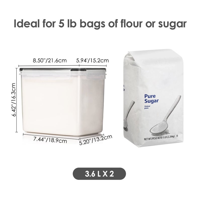 Vtopmart Airtight Food Storage Containers 6 Pieces - Plastic BPA Free Kitchen Pantry Storage Containers for Sugar,Flour and Baking Supplies - Dishwasher Safe - Include 24 Labels, Black - Image 2