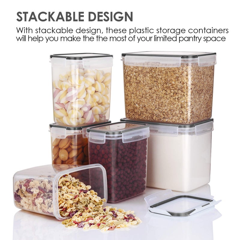 Vtopmart Airtight Food Storage Containers 6 Pieces - Plastic BPA Free Kitchen Pantry Storage Containers for Sugar,Flour and Baking Supplies - Dishwasher Safe - Include 24 Labels, Black - Image 4