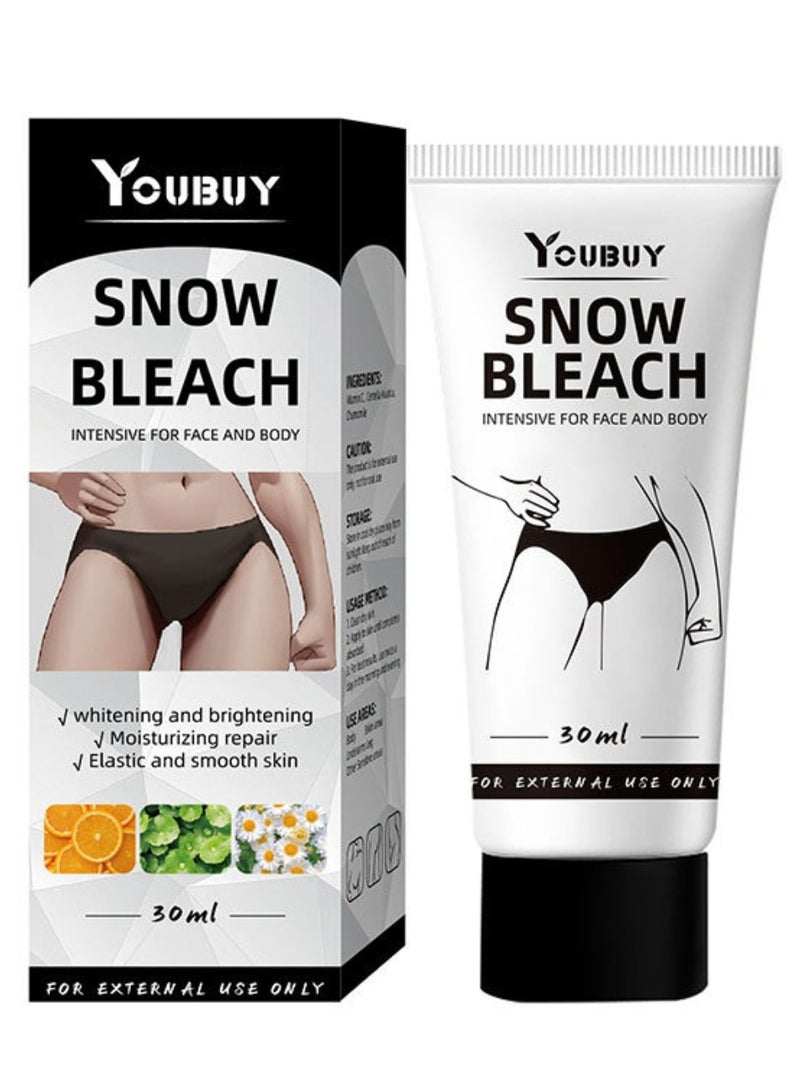 YOUBUY 60ml Snow Bleach Cream Whitening Brightening Cream for Underarm Armpit Knee Elbow Thigh Joint Intimate Parts Moisturizing Repair Dark Spot Corrector Lotion Intimate Area Bleaching Cream - Image 1