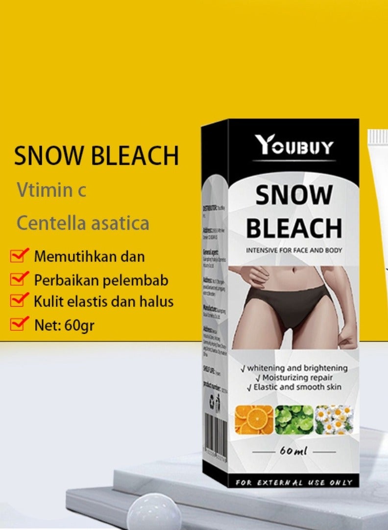 YOUBUY 60ml Snow Bleach Cream Whitening Brightening Cream for Underarm Armpit Knee Elbow Thigh Joint Intimate Parts Moisturizing Repair Dark Spot Corrector Lotion Intimate Area Bleaching Cream - Image 3