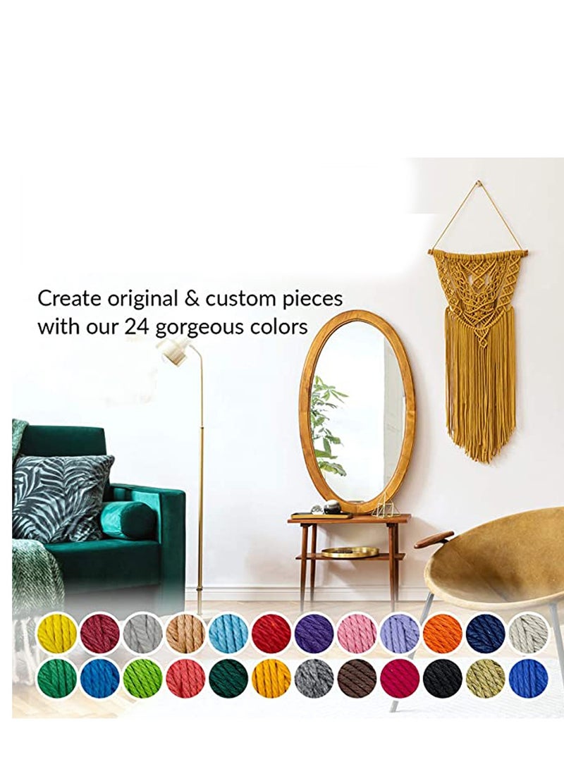 KASTWAVE Macrame Cord, Gold 100% Cotton Cord Rope for Macrame 3 mm Natural and Colored Craft String Yarn Materials 100 m Long - Image 2