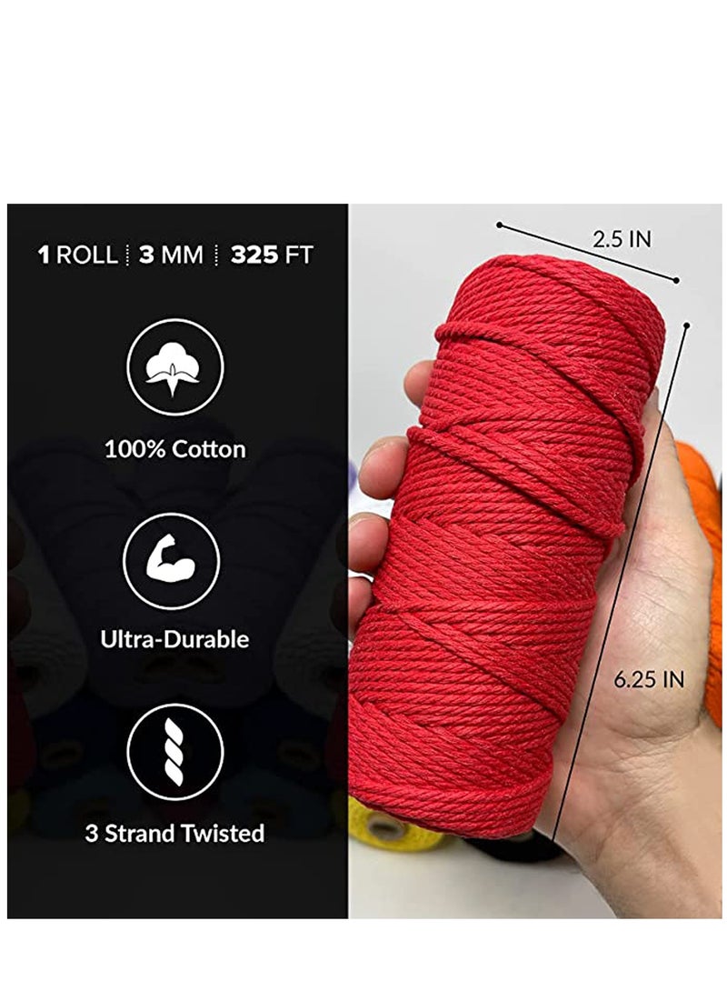 KASTWAVE Macrame Cord, Gold 100% Cotton Cord Rope for Macrame 3 mm Natural and Colored Craft String Yarn Materials 100 m Long - Image 5