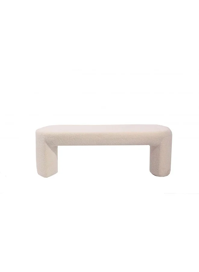 DANUBE HOME Edlyn Boucle Fabric Bench Bed Bench Or Footrest Pouf Modern Design Furniture For Living Room Bedroom L 129 x W 45 x H 44 cm Cream