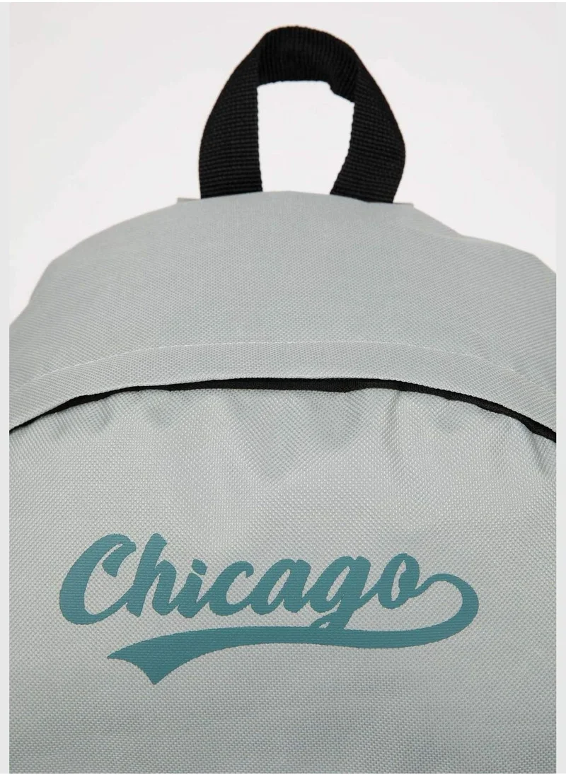 ديفاكتو Black Stitched Slogan Backpack