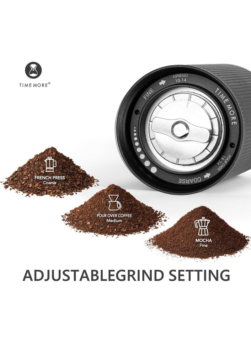 TIMEMORE Chestnut C2S Manual Coffee Grinder Capacity 25g with CNC Stainless Steel Conical Burr, Internal Adjustable Setting, Double Bearing Positioning, C2S Black Hand Coffee Grinder - Image 3