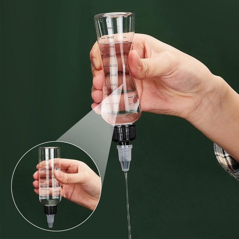 BENECREAT 10 x 100 ml Transparent Plastic Compression Bottles with Scale and Graduated Dispensing Bottles for Ink Liquid, Oils, Gels, Glue General compatible practical design - Image 3