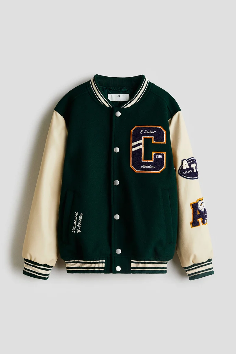 H&M Appliquéd baseball jacket