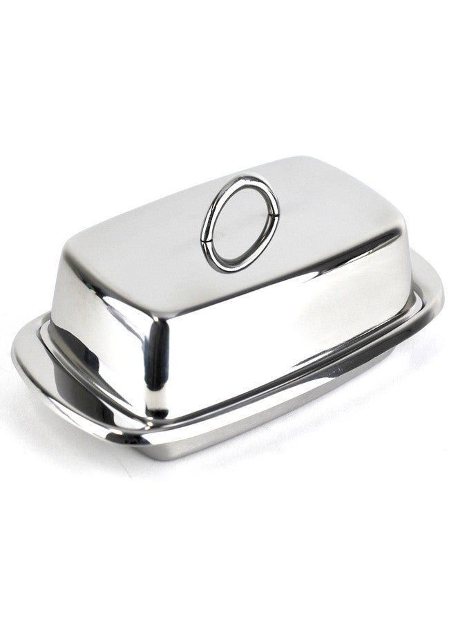 Cuisinox Stainless Steel Butter Dish with Lid, 4" x 7.5" - Image 1