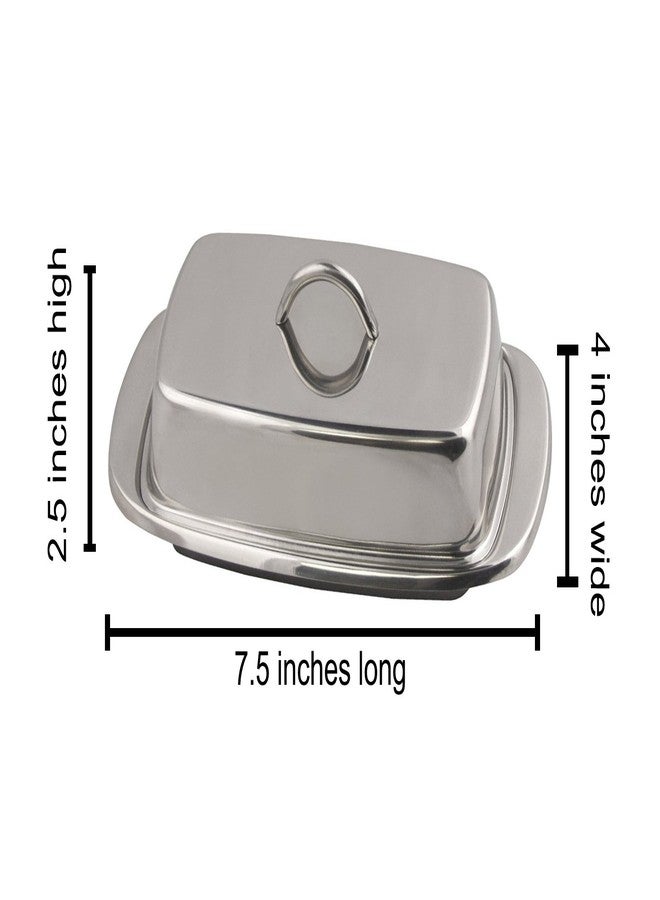 Cuisinox Stainless Steel Butter Dish with Lid, 4" x 7.5" - Image 2