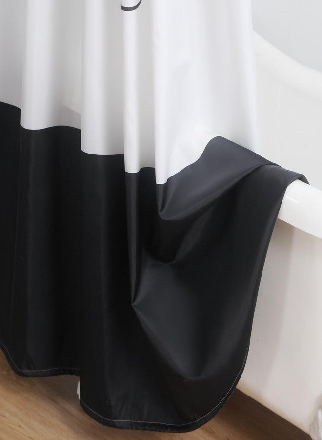 BESTRIPES Fabric Shower Curtain, White and Black Shower Curtains for Bathroom, Waterproof Bathroom Curtains, 72" W x 72" H - Image 5