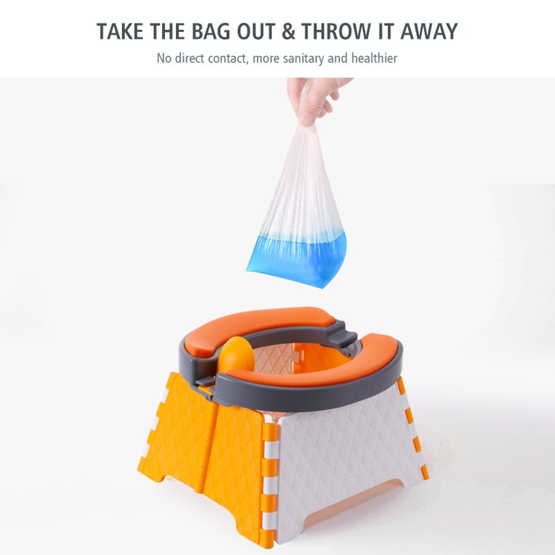 Foldable Toilet Trainer Kids Travel Potty Toilet Seat Baby Potty Seat with Splash Guard 30 Plastic Bags Storage Bag Soft Silicone Mat Portable Potty Training Seat for Home Travel On-The-Go Indoor - Image 5