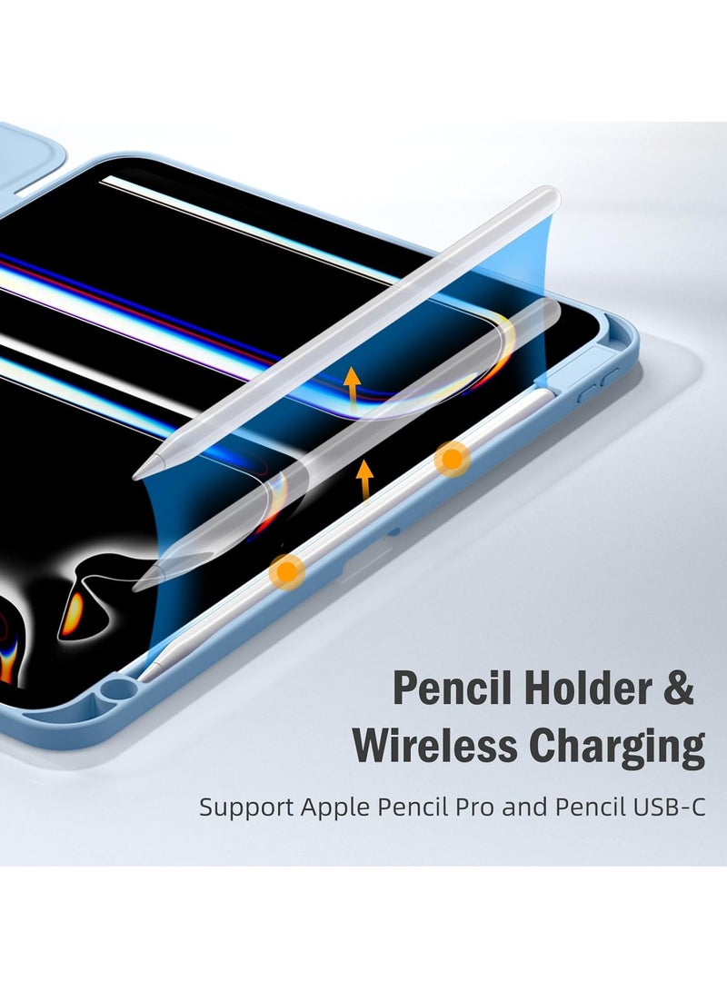 DUSALA 2 in 1 Case for Case for iPad Pro 11 inch (M4) 2024 with Pencil Holder, Slim Stand Protective Cover with Clear Transparent Back Shell for iPad Pro 11 inch Tablet, Support Auto Wake/Sleep With Tempered Glass - Image 4