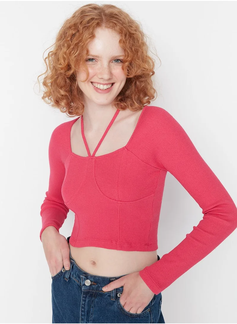 trendyol Ribbed Knitted Crop Top